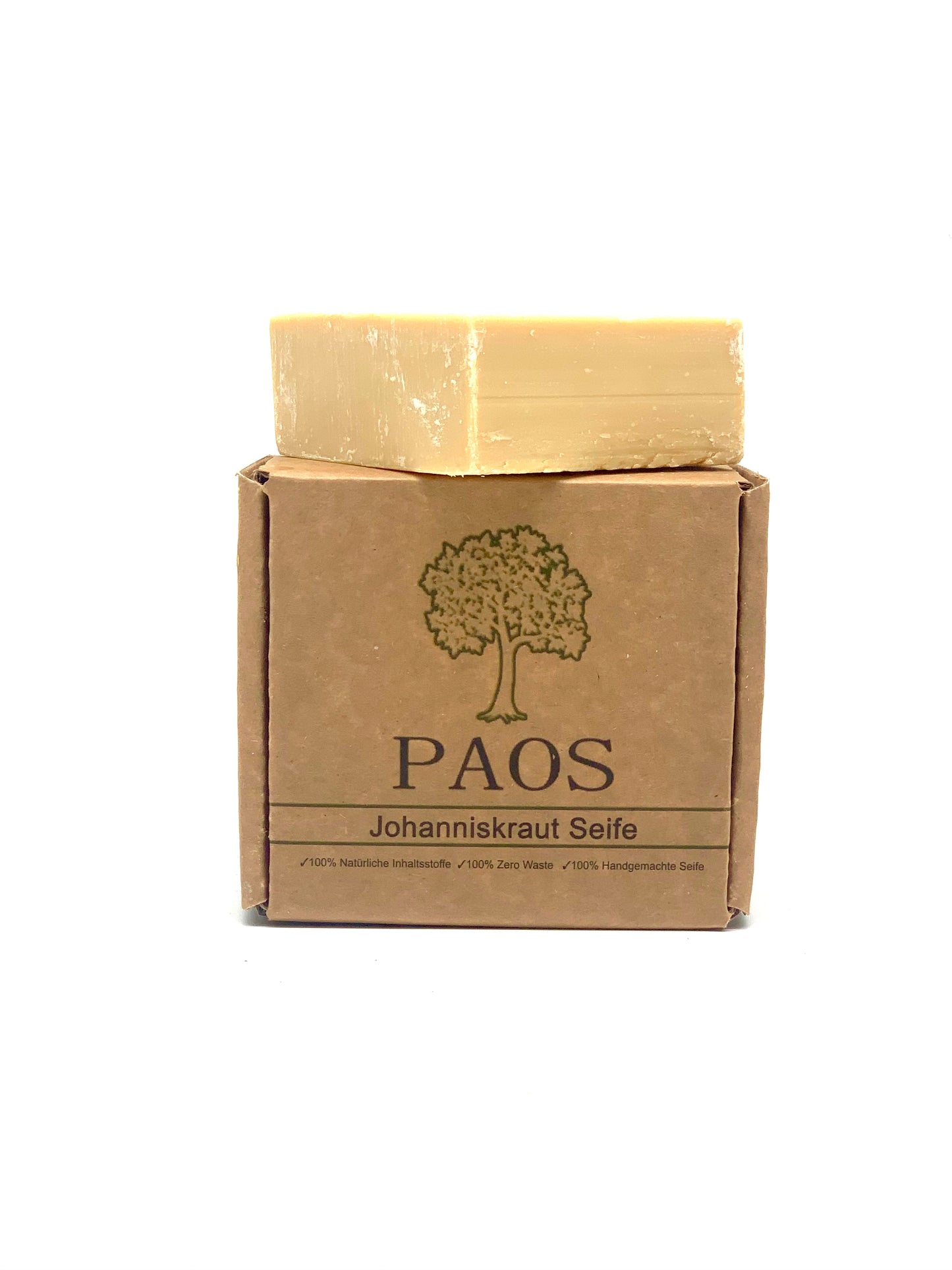 Johanniskraut Seife ca.150g, empfohlen bei Hauterkrankungen, Akne, Pickel, Mitesser, Ekzemen und Pilzen - paos-naturkosmetik