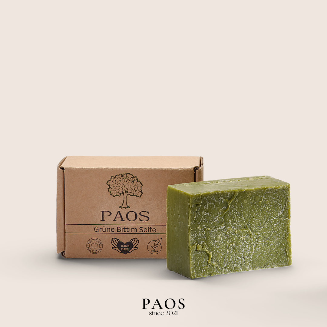 Grüne Bittim Seife ca.140g, empfohlen bei Haarausfall - paos-naturkosmetik